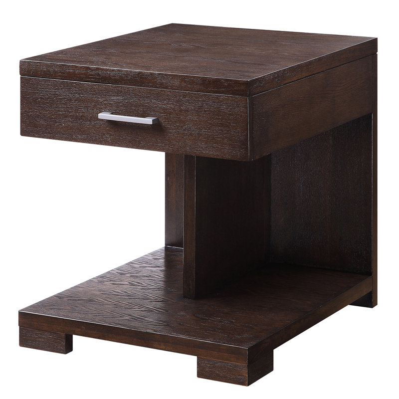 1-Drawer End Table, 24" H x 28" W x 24" D, Walnut