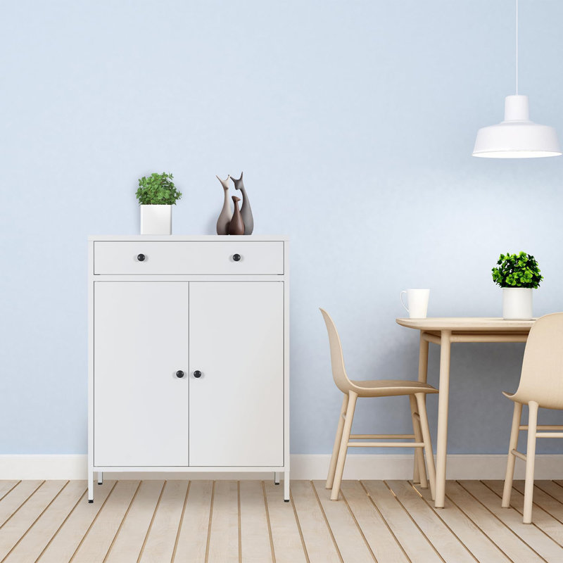 Armoire de rangement en métal, Blanc