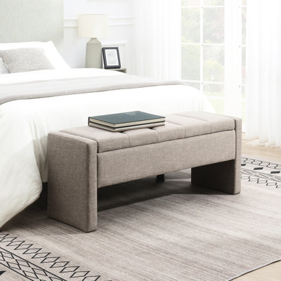 Tabouret de rangement spacieux pour repose-pieds - salon en lin de qualité, bout de lit confortable avec dortoir et meubles de chambre en tissu doux