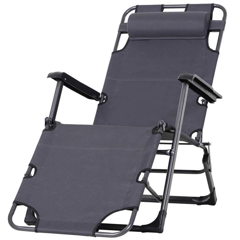 Frates Outdoor Metal Chaise Lounge, Gray