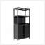 Armoire de rangement en bambou noir, armoire de salle de bain séparée avec 2 portes, armoire de plancher pour le salon, la cuisine et l'entrée