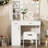 White, Vanity Table With Light And Mirror, Built-In Power Outlet + Multi-Layer Storage Shelves, Bedroom Dressing And Storage Integrated Vanity Table.