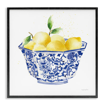 Elegant Bowl of Lemons Framed Giclee Art by Mercedes Lopez Charro