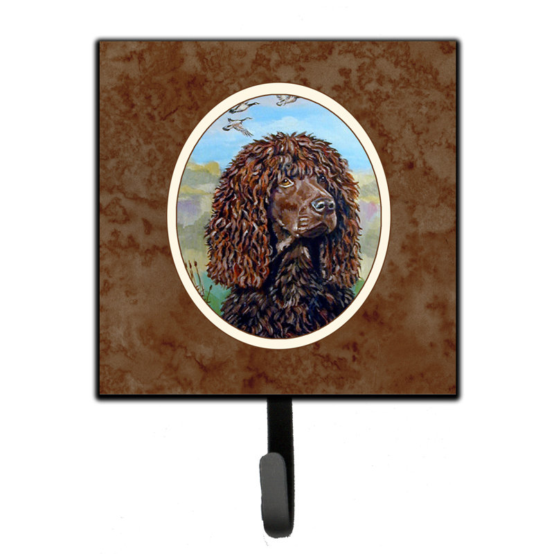 Pelin Metal Wall Organizer with Key Hooks, Brown/Salmon/Blue, Irish Water Spaniel
