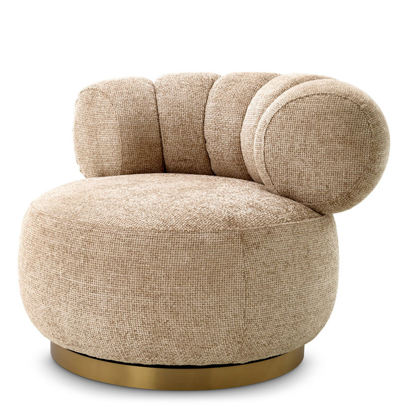 Phedra Swivel Barrel Chair, Lyssa Sand Polyester Blend