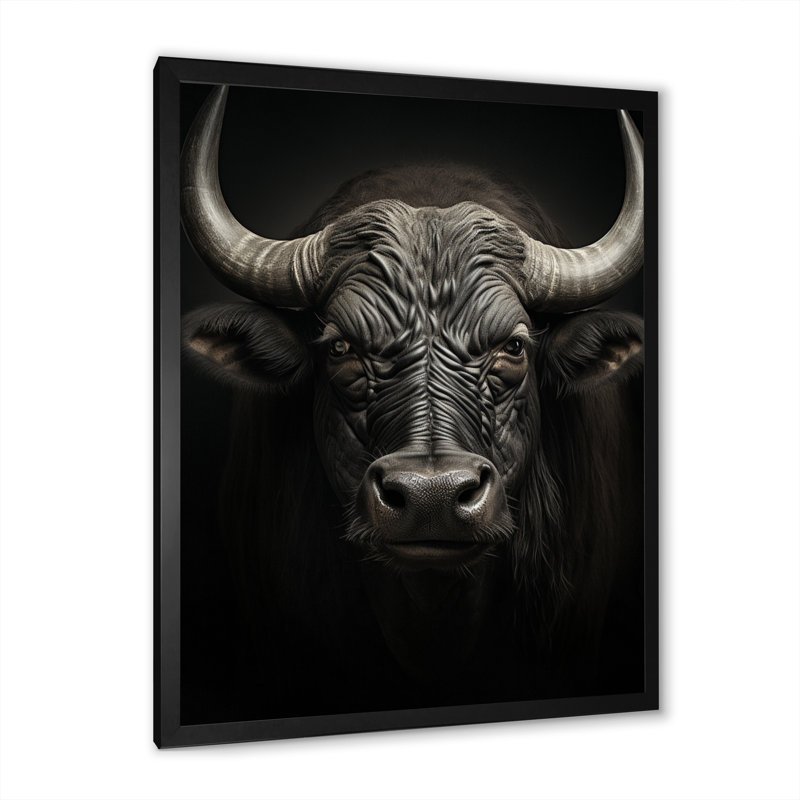 Impression sur toile Grey Buffalo Majestic Horns - Animals, H 20 po x l 12 po x P 1 po, Cadre photo noir