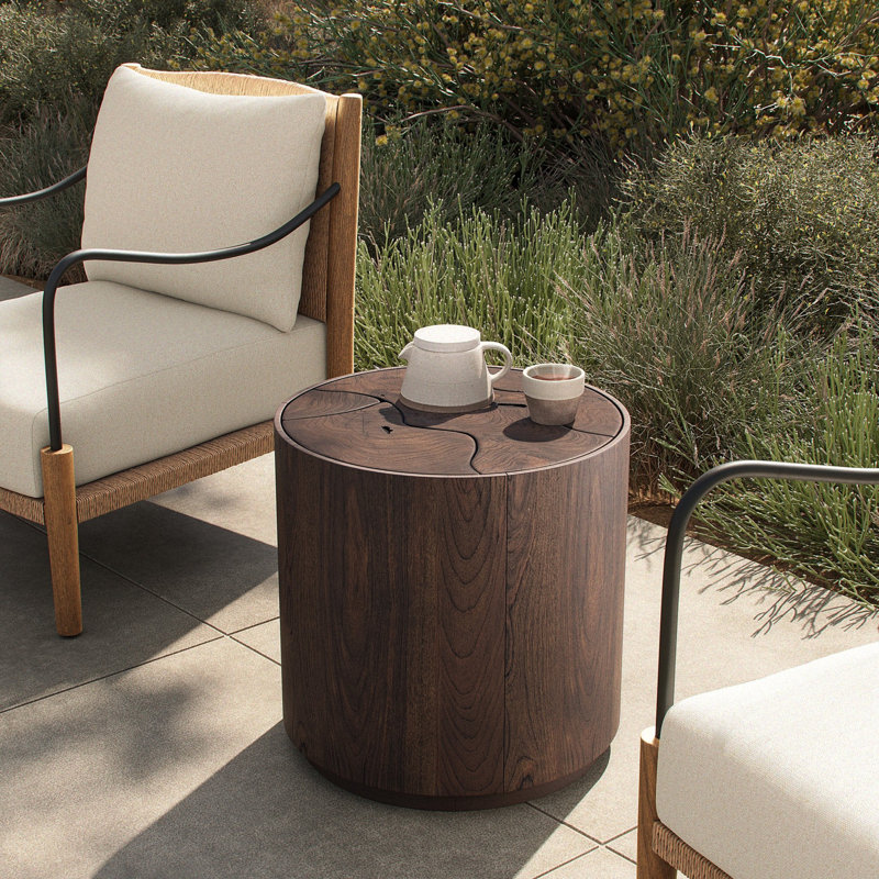 Ridge Outdoor End Table-Stained Saddle Brown