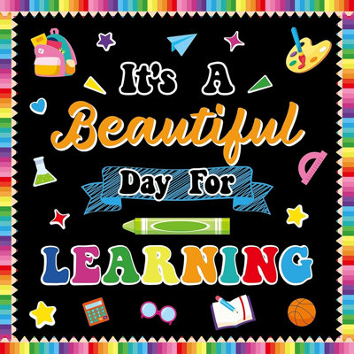 Classroom Bulletin Board Decorations Set – Welcome Back To School “it’s A Beautiful Day For Learning” Wall Decor Cutouts