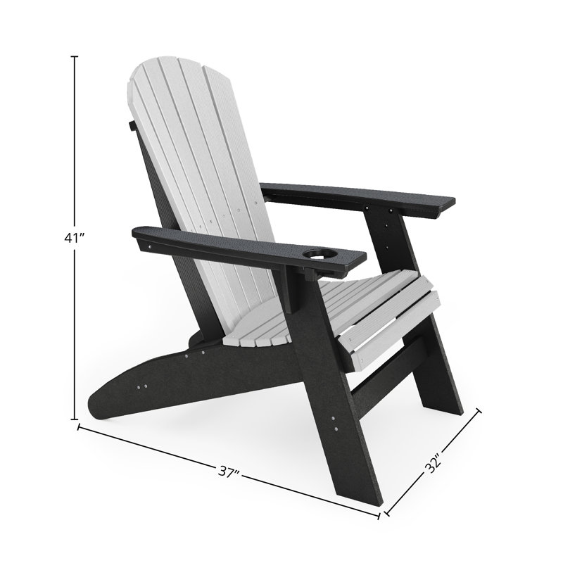 Kavia Outdoor Adirondack Chair With Table, Black/Heron Gray