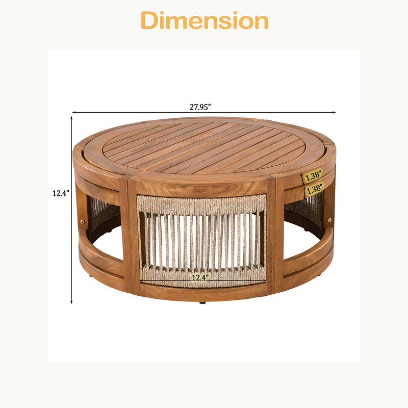 Table basse d'extérieur en bois d'acacia 27,95 po