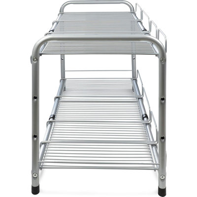 2 Tier Under Sink Expandable Shelf Organizer, Storage Rack (Silver)