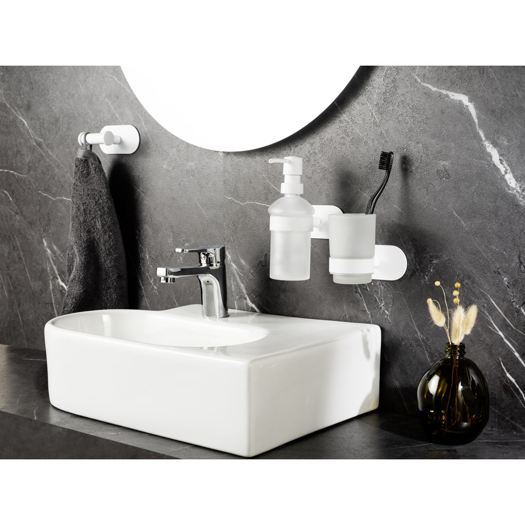 Belfry Bathroom Turbo-Loc® Zahnputzbecherhalter Uno Orea White matt, aus rostfreiem Edelstahl