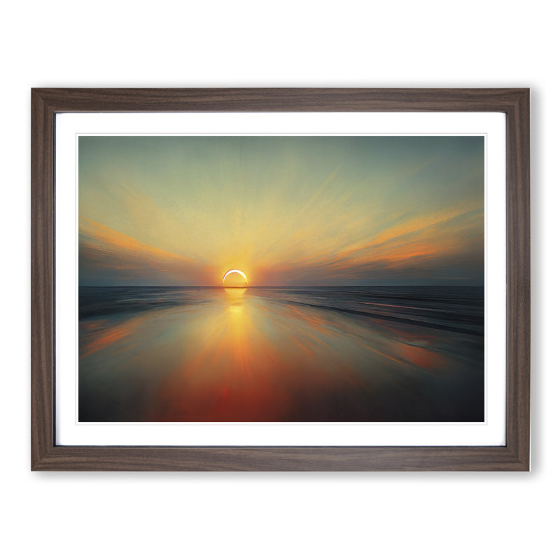Serene Sunrise - Framed Print, 46cm H x 64cm W x 2cm D, Walnut