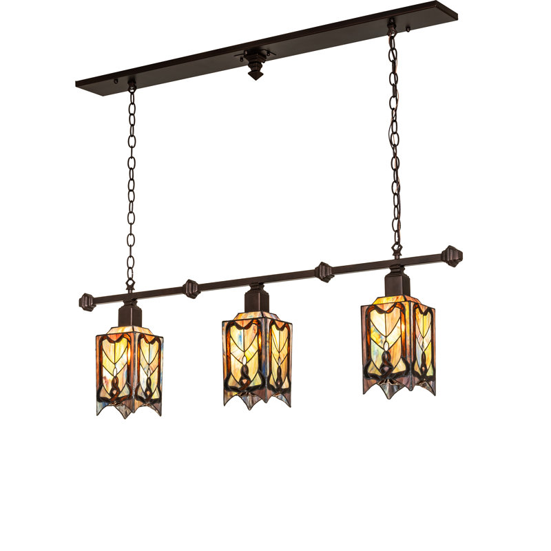 48" Long Cottage Mission 3 Light Island Pendant