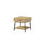 Table d'appoint, pieds en métal, finition noix de cajou, placage, un tiroir, tablette inférieure ouverte, beige, bois massif + , profondeur, largeur, poids Table finie avec tiroir et beige 25,29 po 24,21 po 53,33 lb