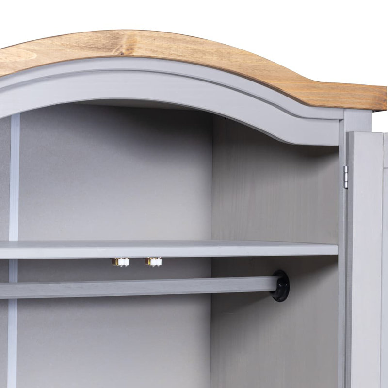 Bartz 2 Door Solid Wood Wardrobe, Grey