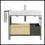 Meuble-lavabo modulaire de 36 po de style industriel avec structure en métal et lavabo en pierre artificielle facile à nettoyer, sans drainage ni robinet, KD
