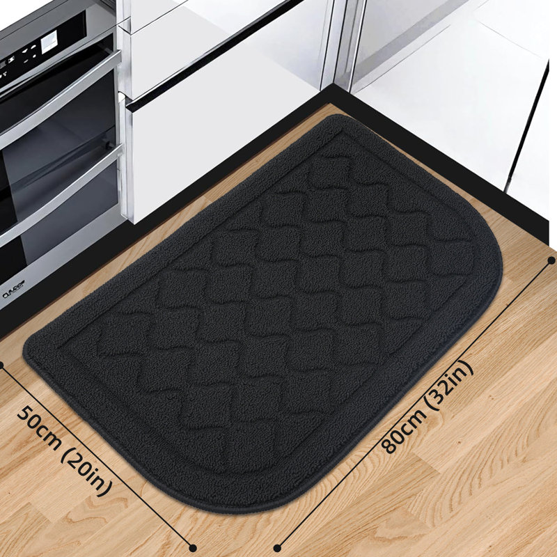  Diamanta Kitchen Rug Mat Polypropylene Non-Slip Half Circle Rugs, Machine Washable for Kitchen, Half-Circle 1'8" x 2'8"