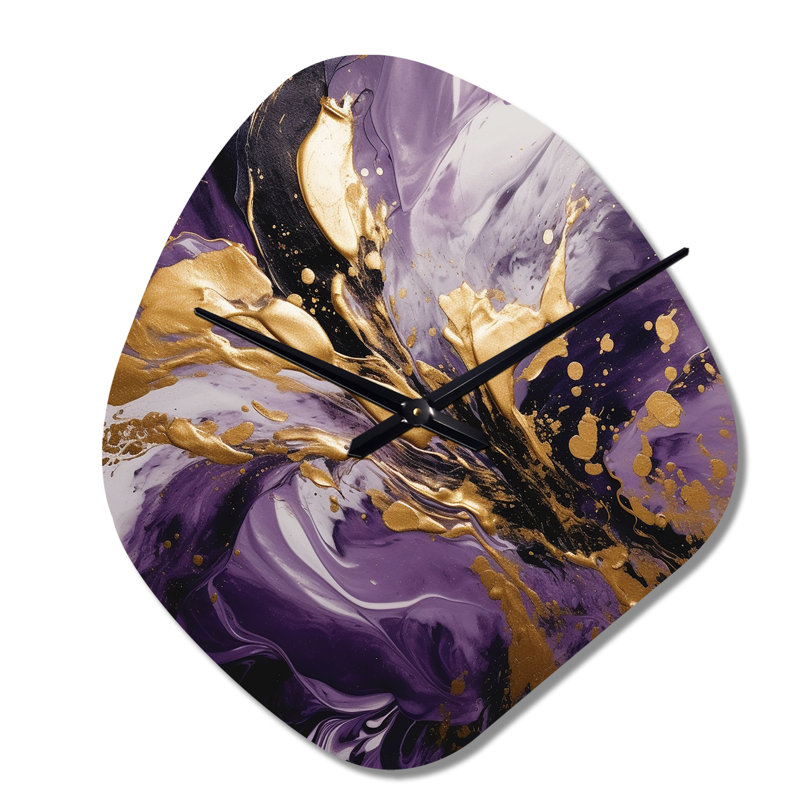 Horloge murale abstraite mauve et mauve liquide Magic II II, Petit