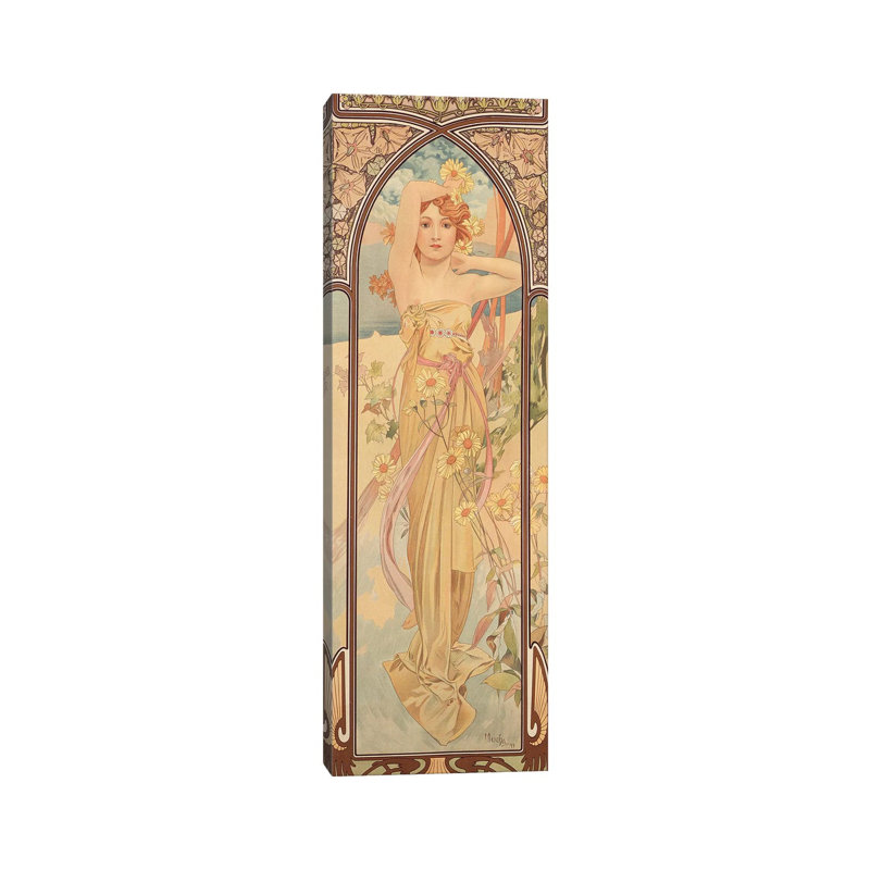 The Times Of The Day: Brightness Of Day, 1899 by Alphonse Mucha - Wrapped Canvas Painting