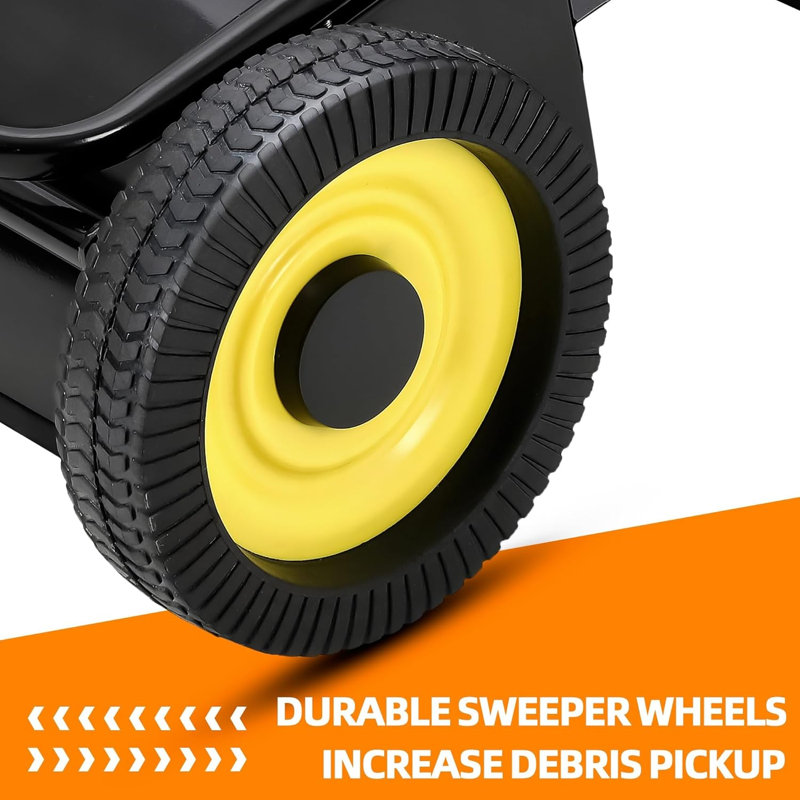 Tow Behind Lawn Sweeper, 52" Pull Behind Lawn Sweeper, Large Capacity Leaf & Grass Collector With Adjustable Sweeping Height And Dumping Rope Design For Picking Up Grass And Debris