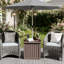 Table d'appoint carrée multifonctionnelle avec pied de parasol, finition sablée marron, pour terrasse ou patio, 48 cm (L) x 48 cm (P) x 48 cm (H)-1569512638