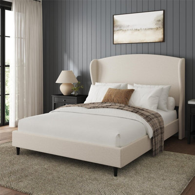 Mikala Wingback Platform Bed Frame