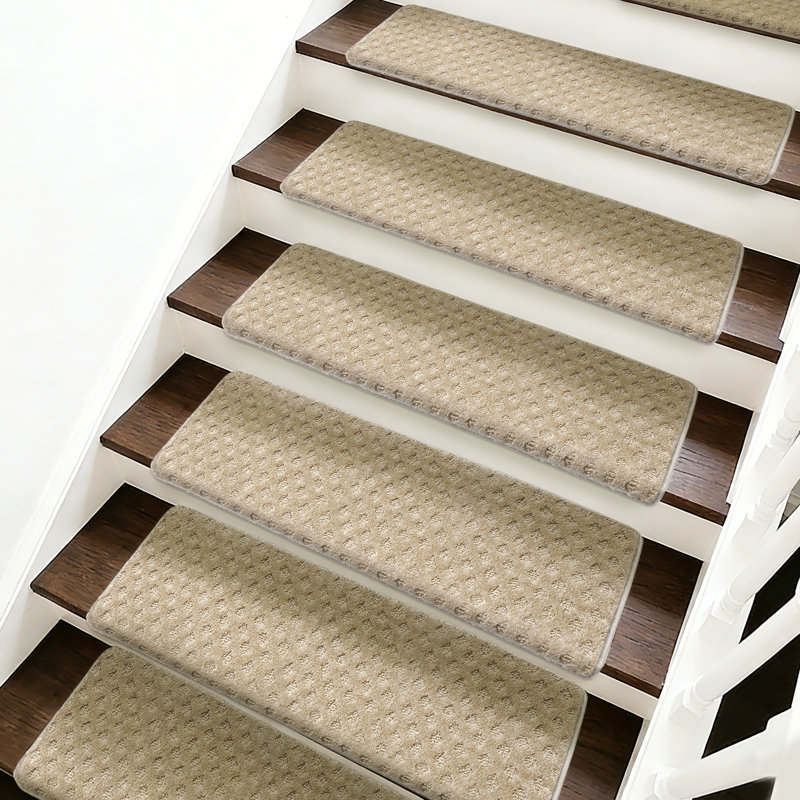 Tapis d'escalier bullnosé antidérapant (ensemble de 16), Treillis gris diamant, 16