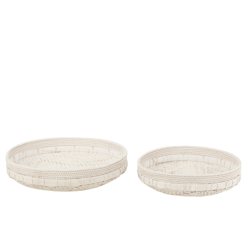 Myrasol Wicker Decorative Tray, White