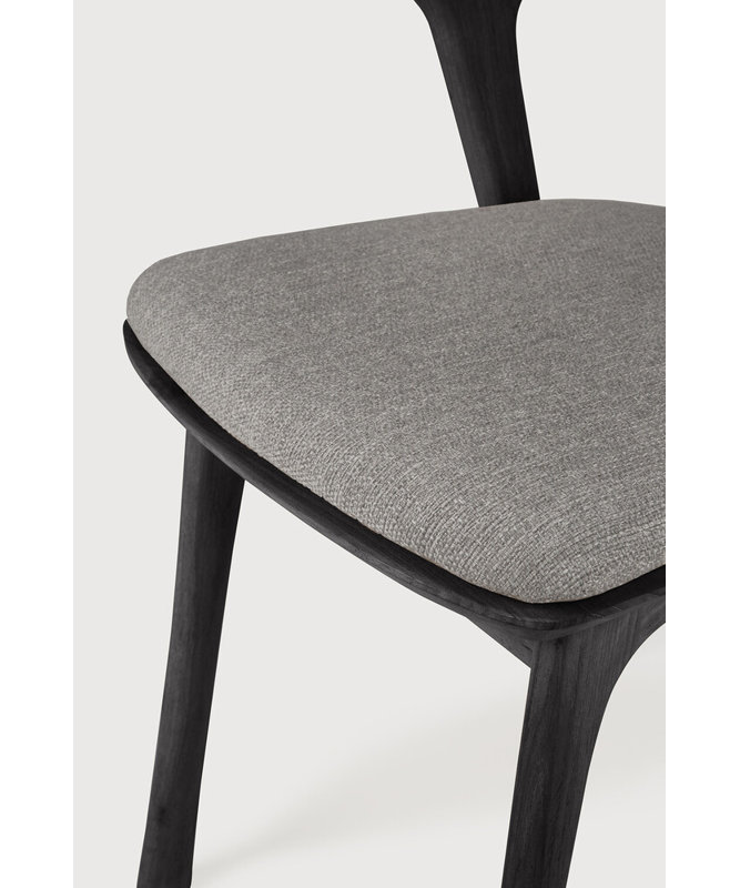 Bok Outdoor Teak Dining Side Chair, Teak Black Frame/Mocha Cushion