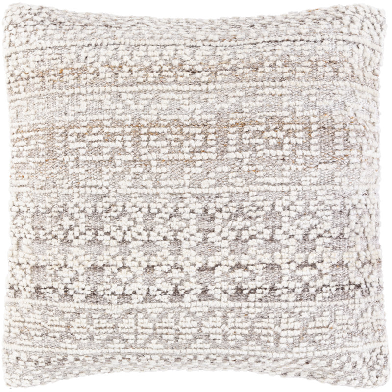 Damask Wool Blend Pillow Cover, Polyester/Polyfill