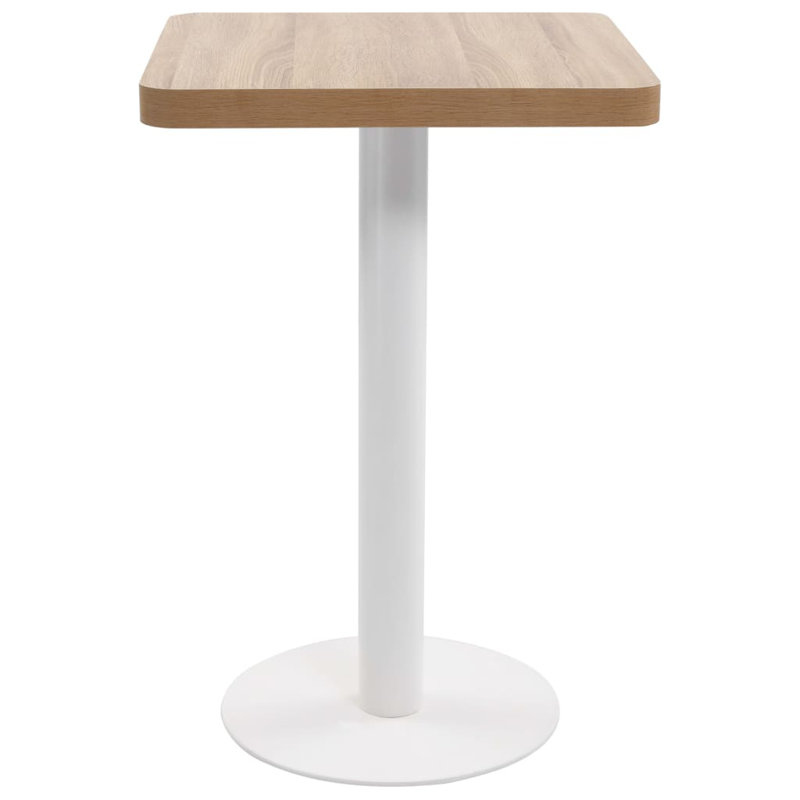  Table bistro en bois aggloméré brun clair et blanc et acier 19,7 po x 19,7 po, H 29,5 po x L 19,7 po x l 19,7 po, Chêne