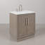 Ensemble de meuble-lavabo de comptoir en marbre blanc Carrara de 30 po Overt Surf en chêne gris avec robinet-1085887122-1143038042