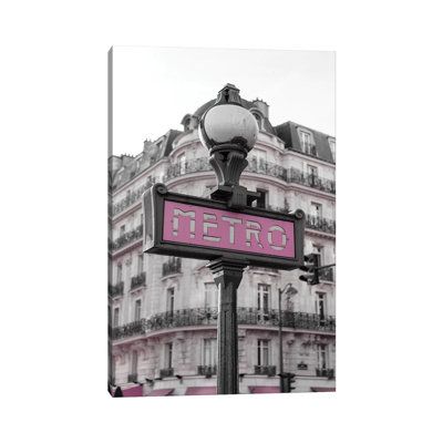 Black and White Pink Metro by Pixy Paper - Wrapped Canvas Photograph