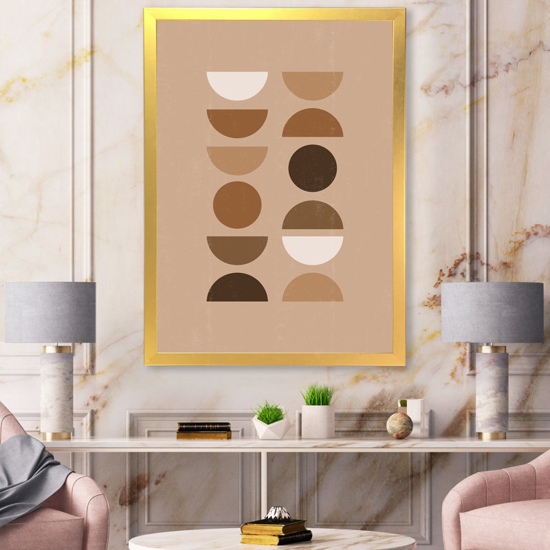 «Abstract Sun Moon Geometric Print II», impression sur toile, H 40 po x l 30 po x 1,5 po, Toile encadrée d'or