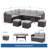 7 Piece  Wicker Outdoor Dining Set,  9-Seat  Outdoor Sectional Gray Cushions Sofa With Ottomans & Dining Table For Porch Backyard Garden-344764755