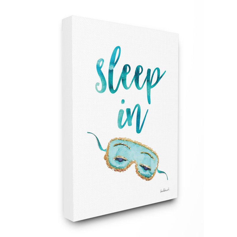 «Sleep Typographie with Eyelashs Mask», reproduction de peinture à l'aquarelle, H 30 po x l 24 po x P 1,5 po, Toile tendue