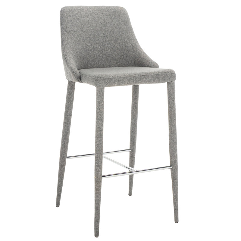 Bohy Upholstered Counter Stool with Metal Frame, Light Gray