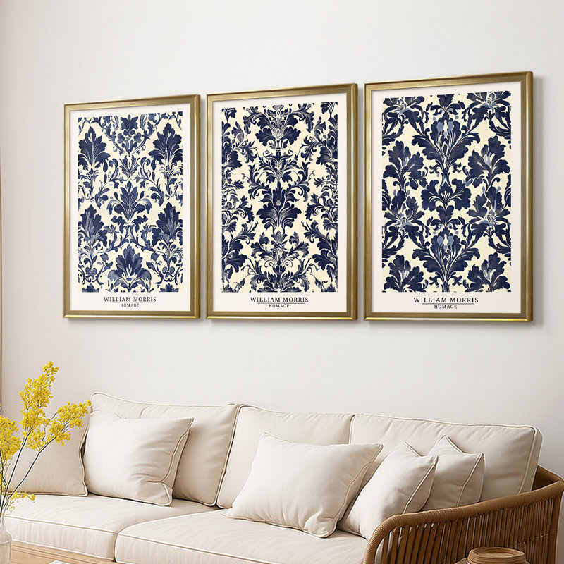 Série sur toile encadrée personnalisée - 3 pièces, H 19 po x l 27 po, Doré