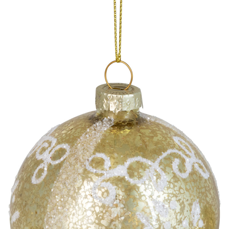 Ornements en forme de boule de Noël en verre doré et argent 4 carats 2,75 po (70 mm)