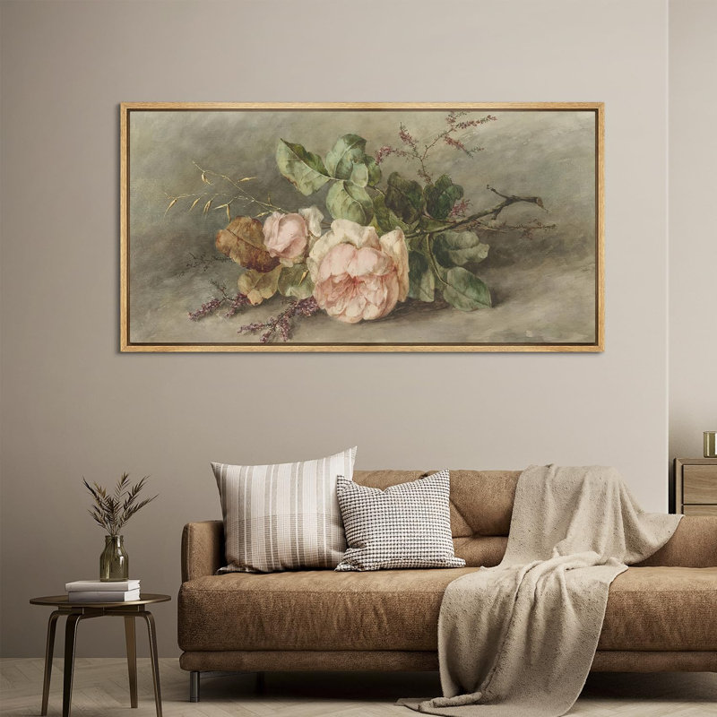 «Flower Blossom Floral Still Life Rose and Wildflower Nature Landscape», reproduction d'art sur toile, H 30 po x l 60 po