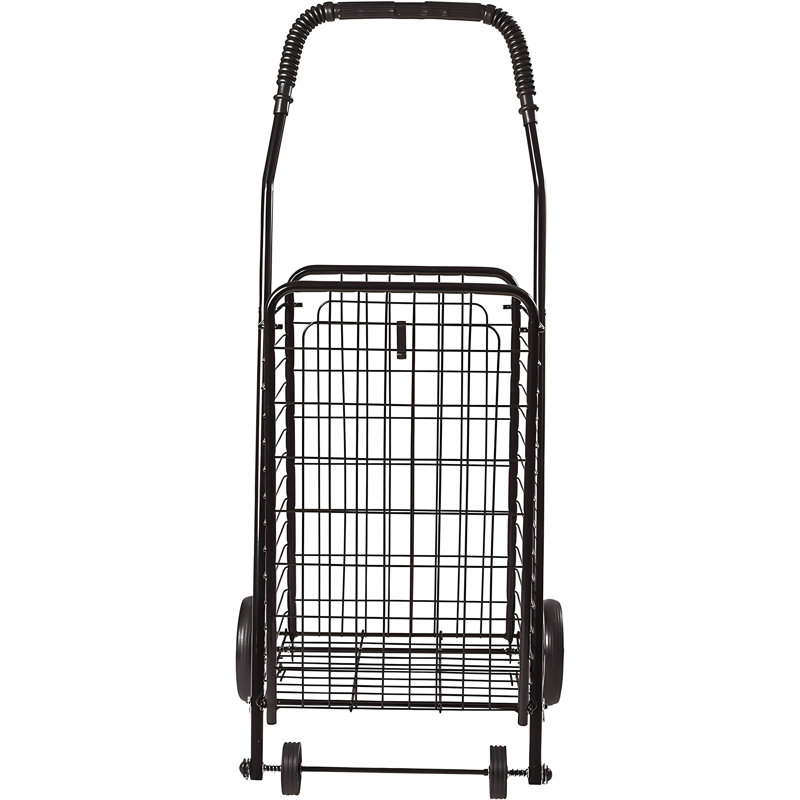 Portable Folding Shopping Cart With Wheels, Lightweight And Durable Metal Utility Trolley For Groceries, Laundry, And Home Use, Black, Compact Foldable Design