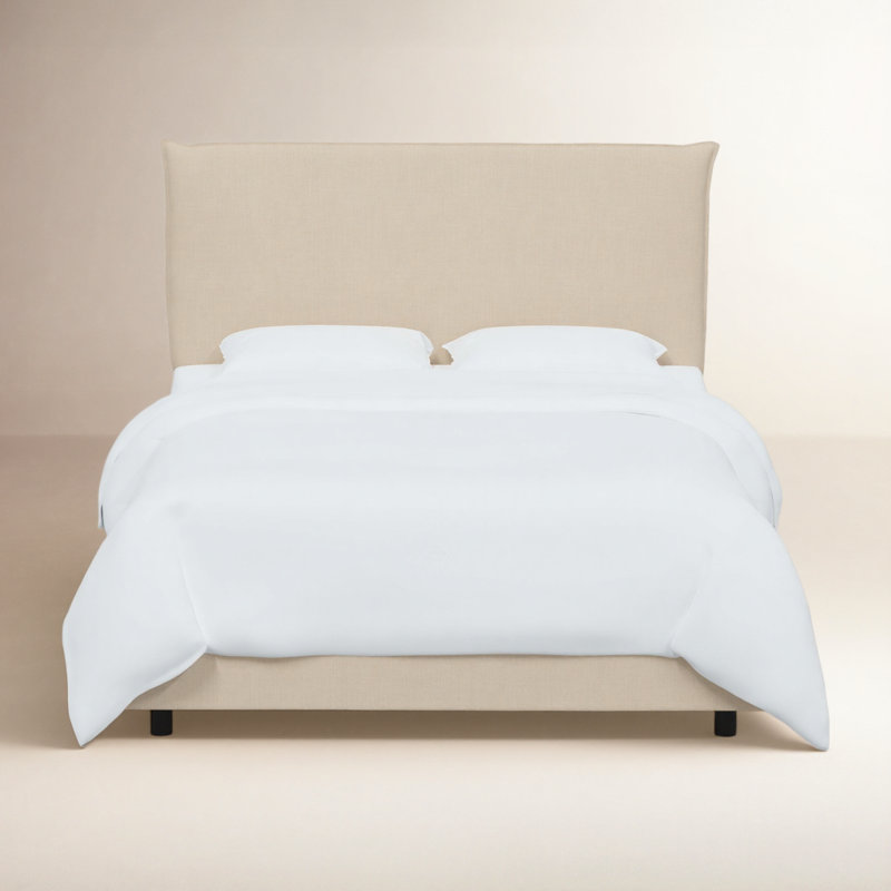 Bessinger Upholstered Standard Bed, Textured Seafoam Linen, King