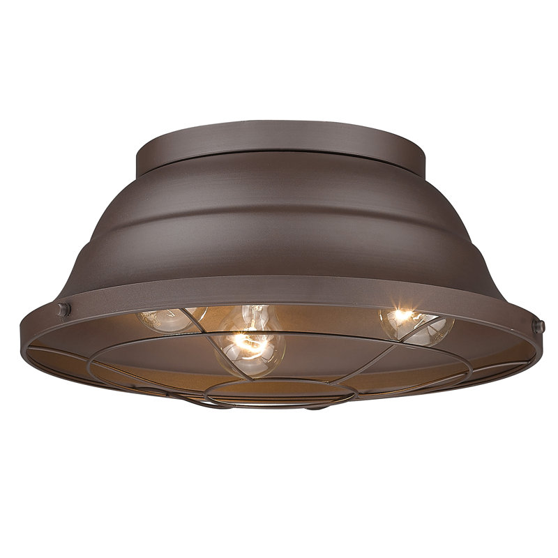 Bartlett Vintage-Casual Textured Bronze 3-Light Outdoor Flush Mount