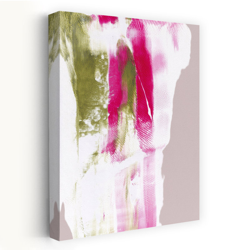 Fuchsia vert, coups abstraits, audacieux, impression murale, H 48 po x l 32 po