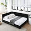 Lit tapissier double avec velours - Structure solide et stable pour salon noir avec structure pour