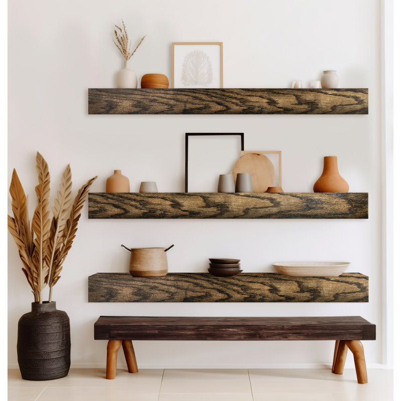 Emerald Lee 3 Piece Floating Shelf, 6" H x 49" W x 6" D, Dark Brown Wood