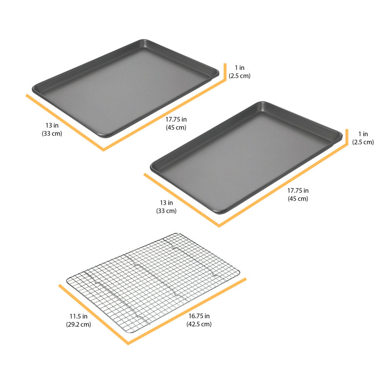 Professional Non-Stick Aluminum and Carbon Steel Baking Set with Rack