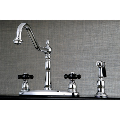 Kingston Brass Duchess Two-Handle 4-Hole 8" Centerset Kitchen Faucet with Side Sprayer