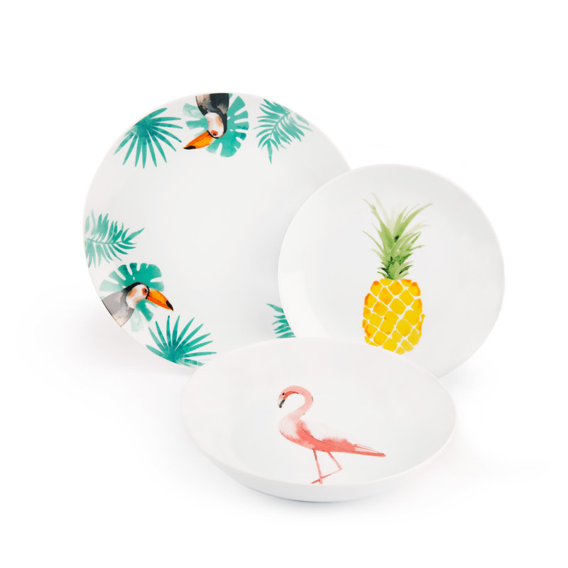 Tropical 18 Piece Porcelain Dinnerware Set - Service for 6